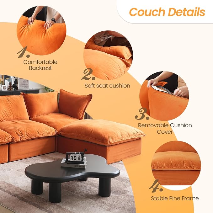 Modern Hemp Velvet Modular Sectional Sofa