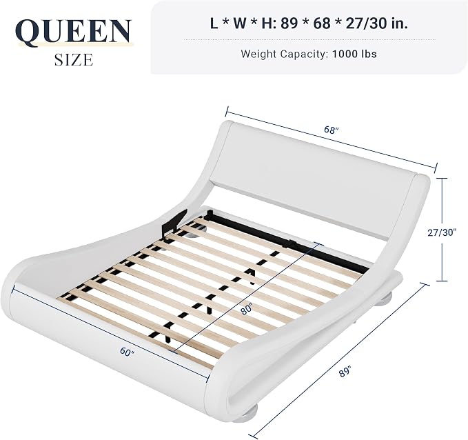 Modern Sleigh Upholstered Platform Bed
