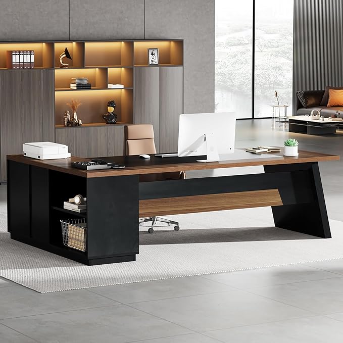 Grandview Executive L-Shaped Desk with File Storage