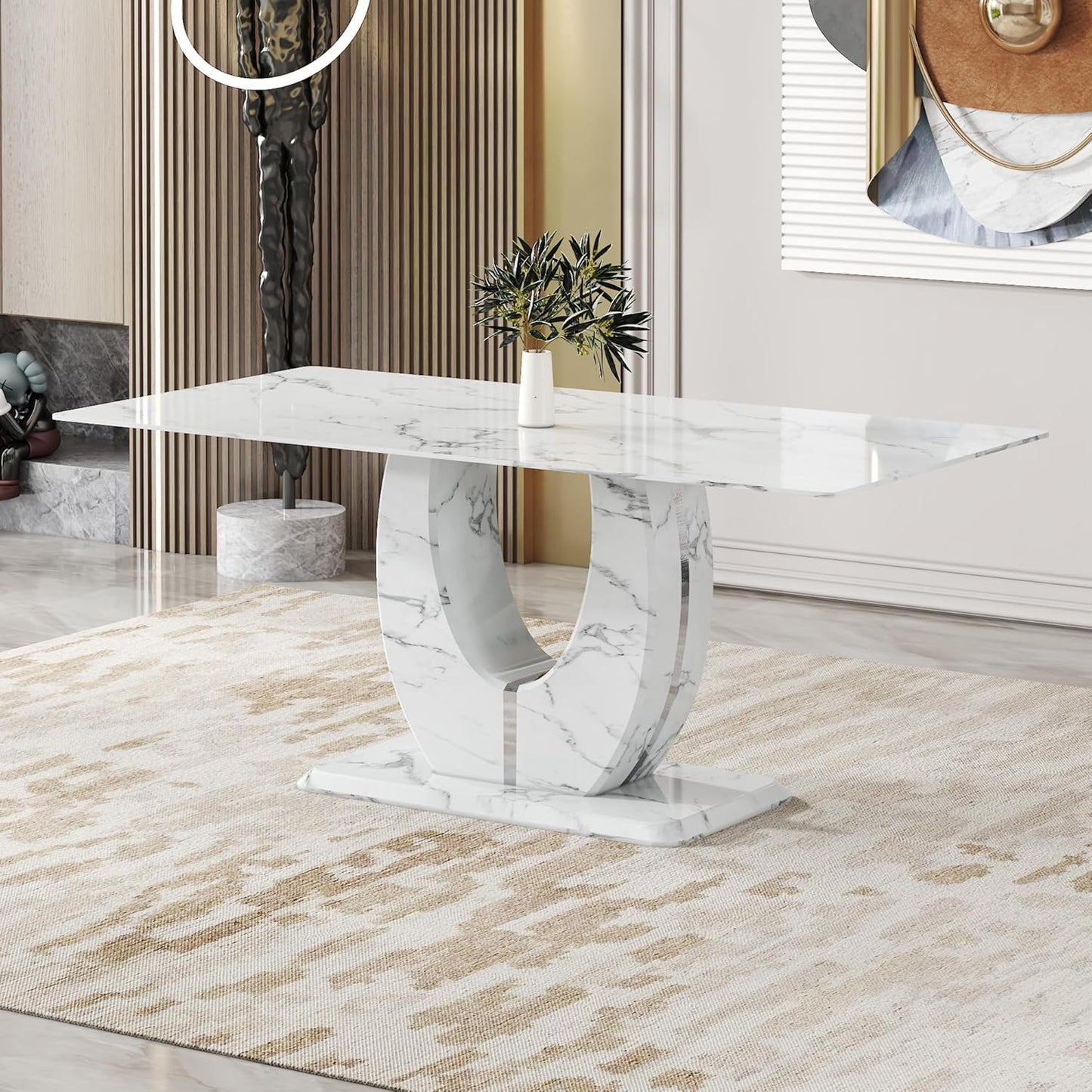 LuxeMarble Glass Dining Table