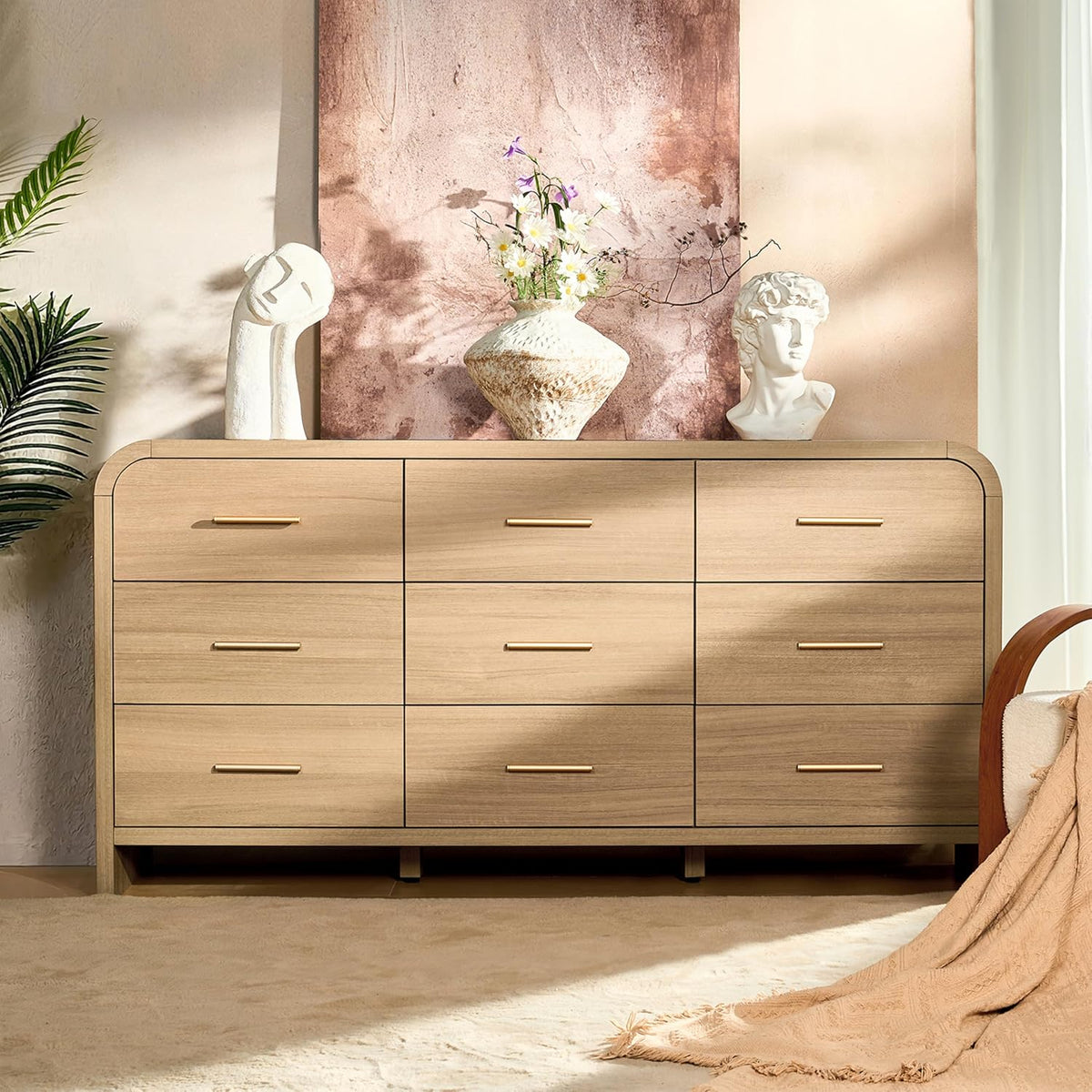 Modern Curved Oak Dresser