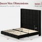 Grand Luxe Floating Wingback Bed with 72" Headboard & LED Lighting