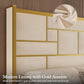 Modern Upholstered Bed with Gold Accents
