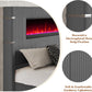 Luxe Corduroy Wingback Bed with Electric Fireplace
