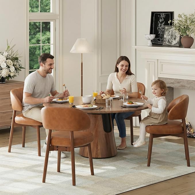 Camden Mid-Century Modern Leather Dining Chair Set