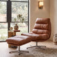 Mid-Century Modern Leather Recliner with Ottoman
