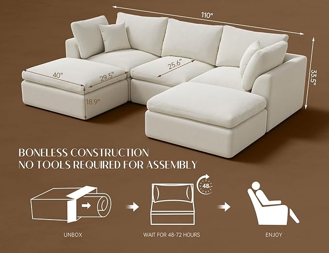CloudLuxe Modular Sectional Sofa with Ottoman