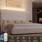 Royal Luxe Faux Fur Wingback Bed with RGB LED Lighting