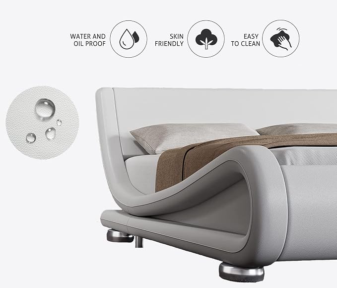 Modern Sleigh Upholstered Platform Bed