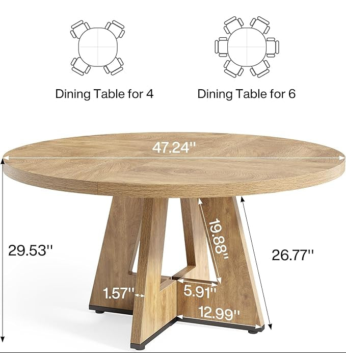 Brighton 47" Round Pedestal Dining Table