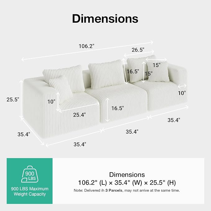 CloudFlex Corduroy Modular Sectional Sofa