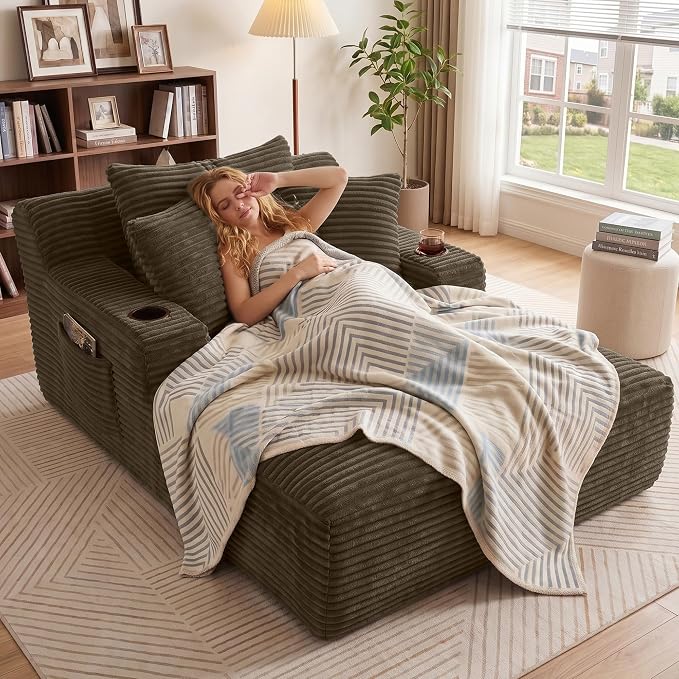 Modern Oversized Corduroy Cloud Chaise Lounge