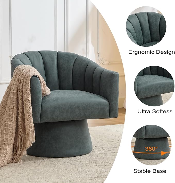 Highgate™ 360° Faux Leather Swivel Barrel Chair