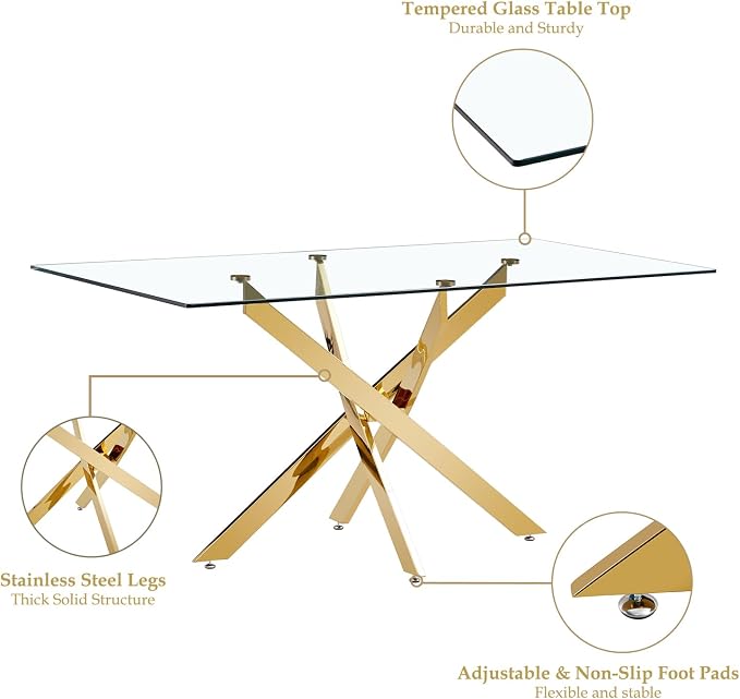 Celeste Rectangular Glass Dining Set