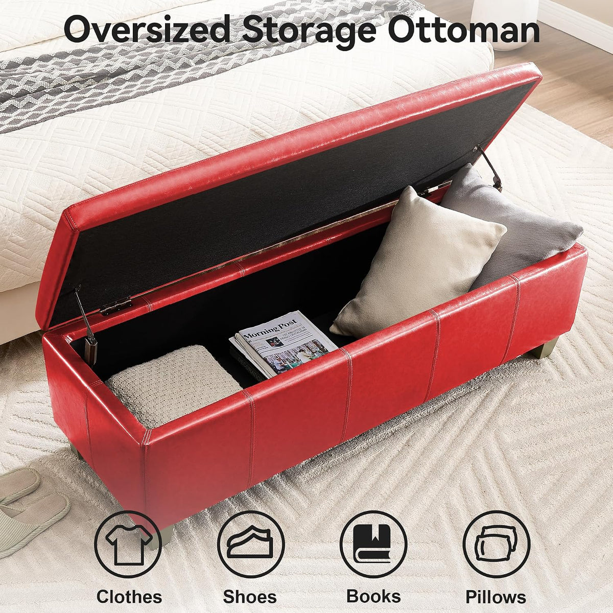Contemporary Upholstered Storage Bench