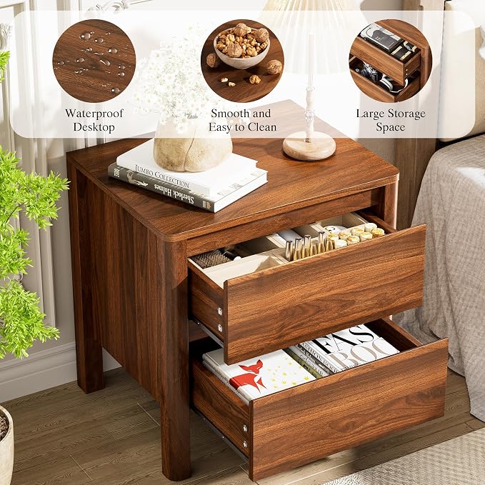 Mid-Century Walnut Nightstand Set