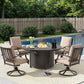 EmberGlow Patio Dining Set with Fire Pit Table