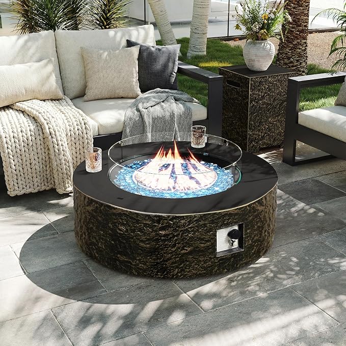 Sandstone Halo Fire Pit Table Set