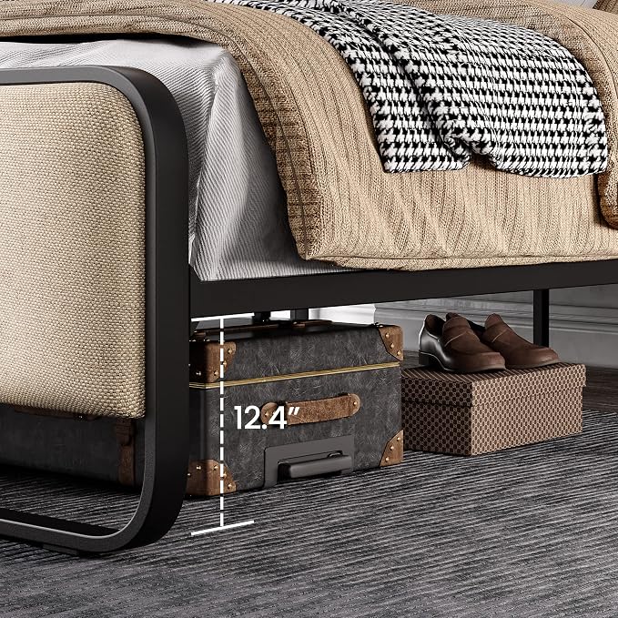 Modern Curved Upholstered Platform Bed