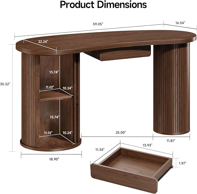 Aurelia Curve Desk with Storage