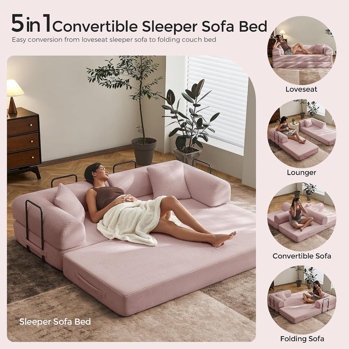 CloudRest Corduroy Sleeper Sofa Bed