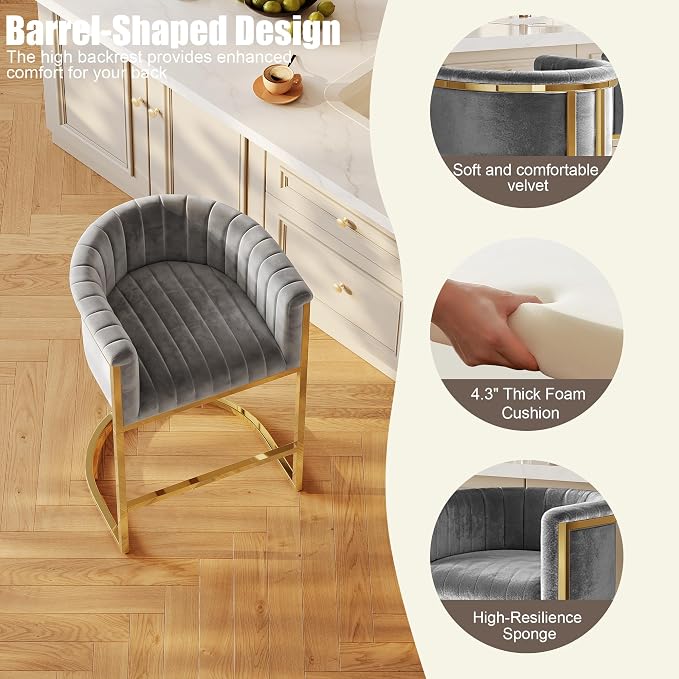 Milan Luxe Barrel Counter Stool Set