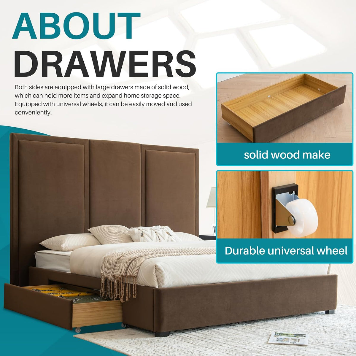 Modern Simplicity Linen Bed with Storage