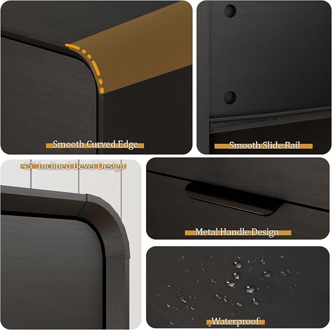 Modern Curved 2-Drawer Nightstand