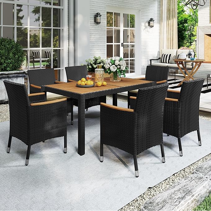 Coastal Haven 7-Piece Acacia Wood Patio Dining Set