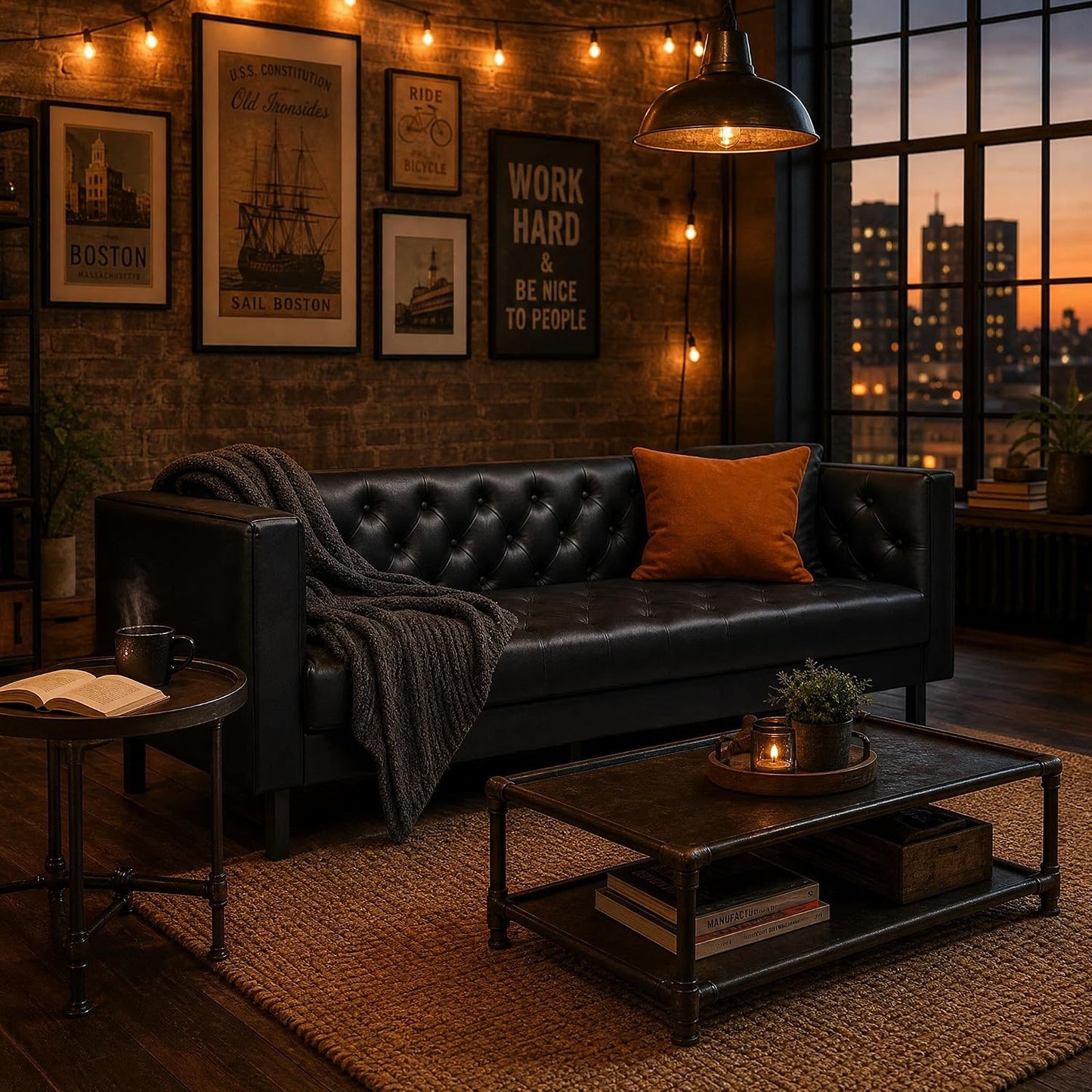 Heritage Tufted Leather Sofa