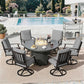 EmberGlow Patio Dining Set with Fire Pit Table