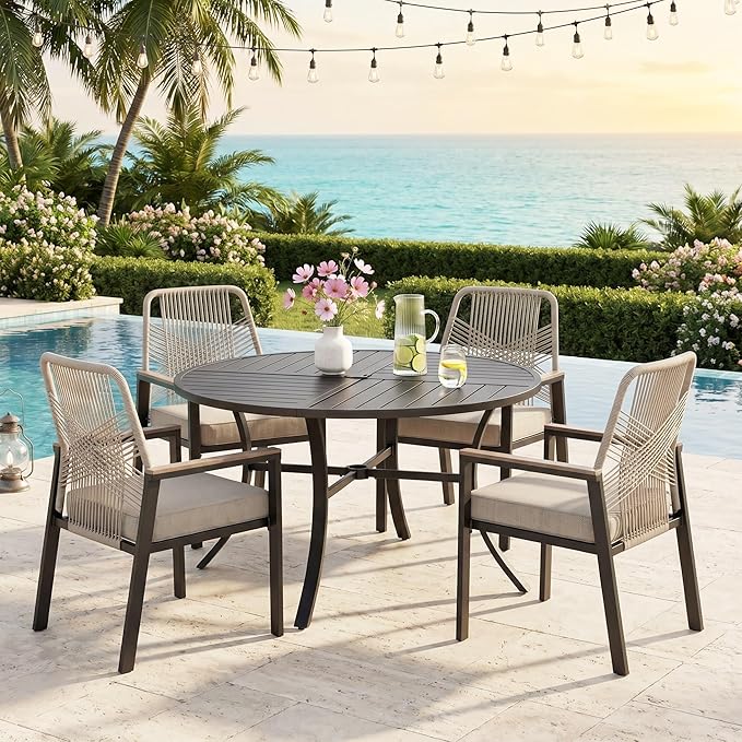 Coastal Breeze Rope Weave Patio Dining Set
