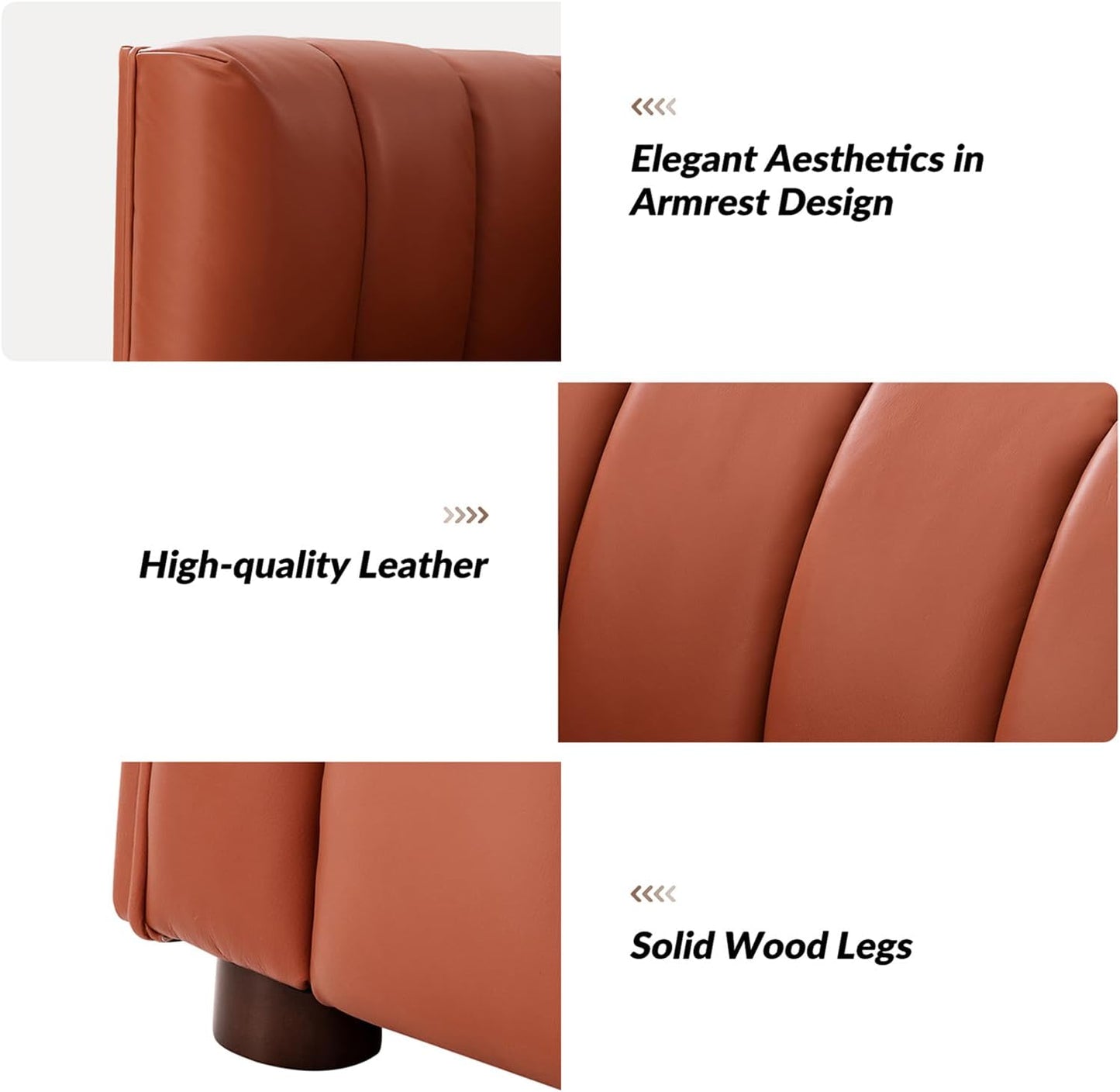 Luxe Channel Tufted Genuine Leather Sofa