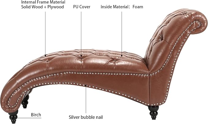 Modern Chesterfield PU Leather Chaise Lounge