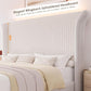 Royal Luxe Faux Fur Wingback Bed with RGB LED Lighting