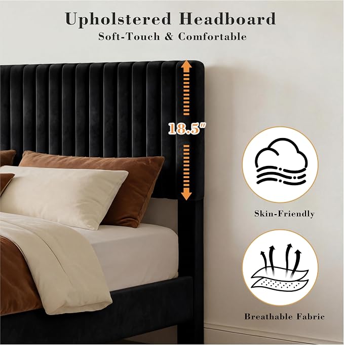 Modern Luxe Velvet Platform Bed