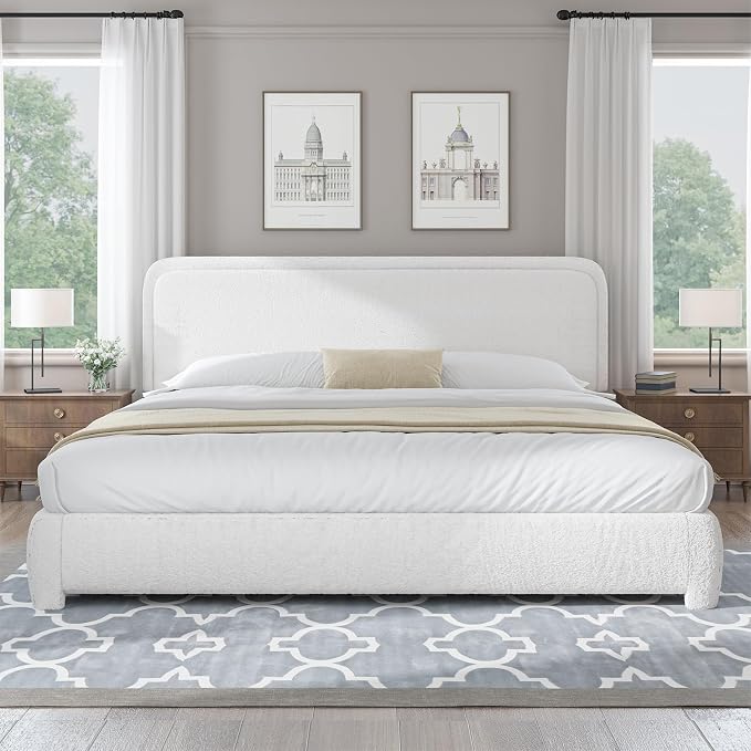 Modern Cloud Curve Bouclé Bed