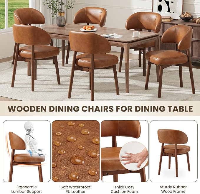 Camden Mid-Century Modern Leather Dining Chair Set