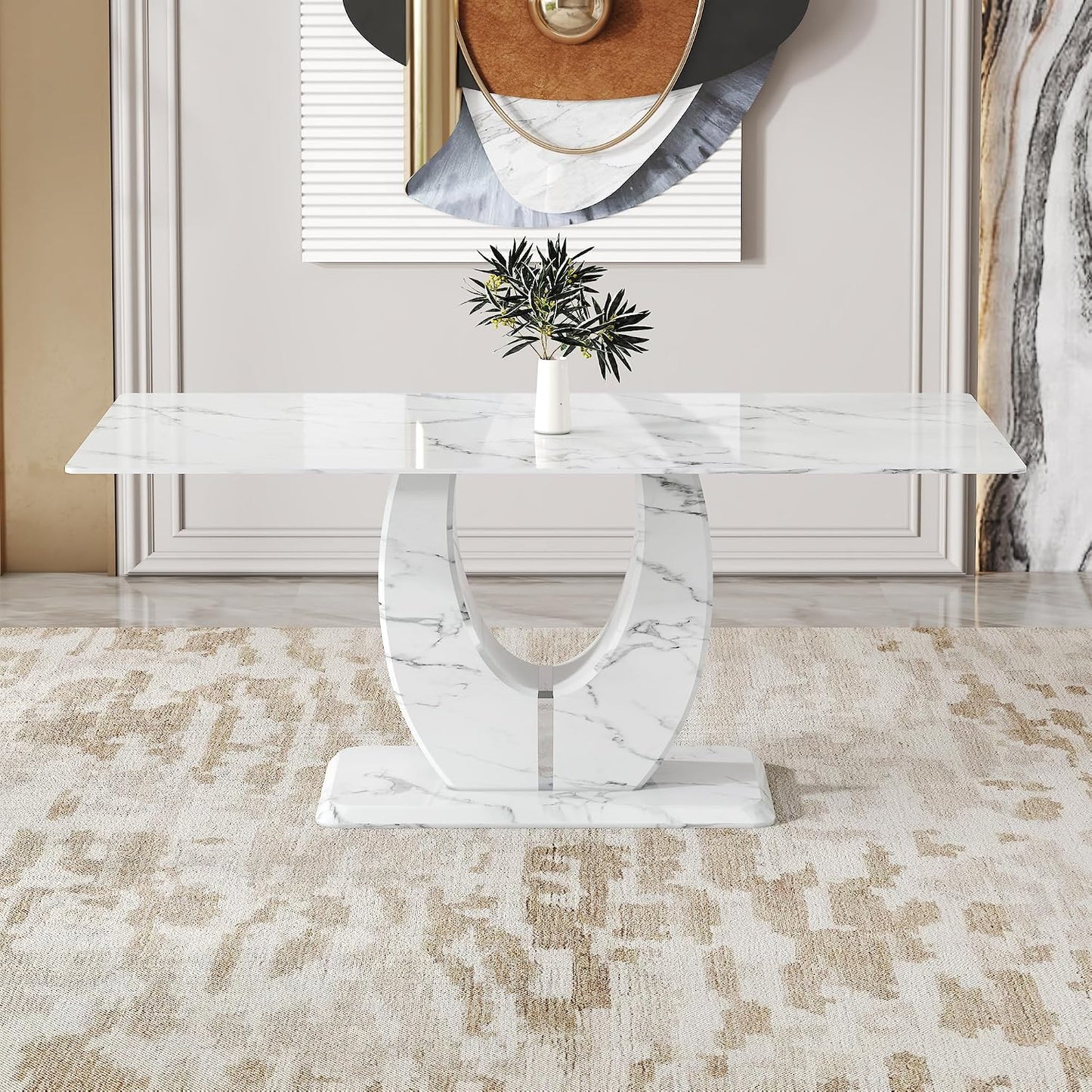 LuxeMarble Glass Dining Table