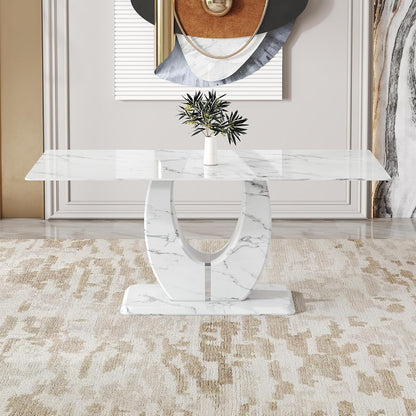 LuxeMarble Glass Dining Table
