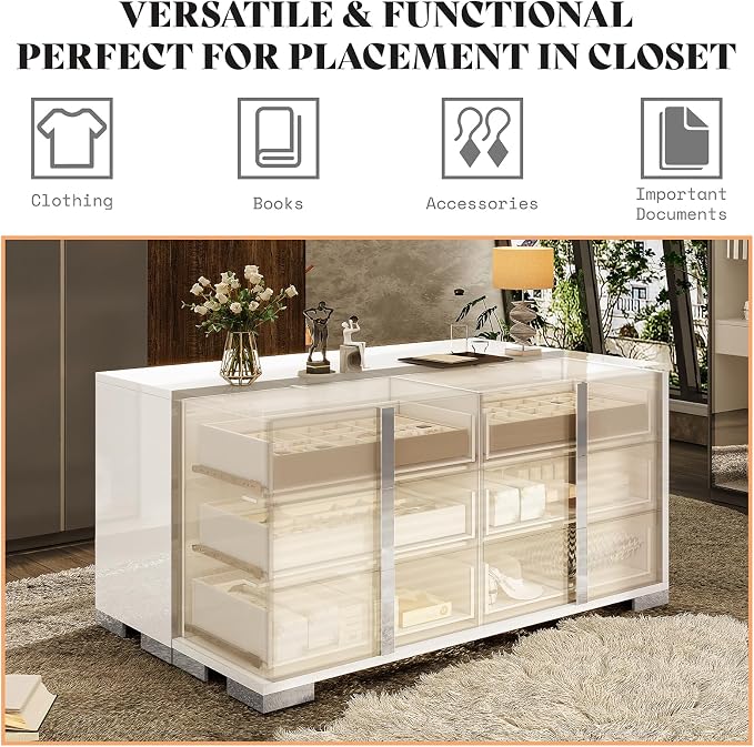 Modern High Gloss Dresser with Chrome Mirror Handles