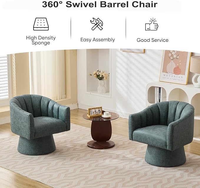 Highgate™ 360° Faux Leather Swivel Barrel Chair