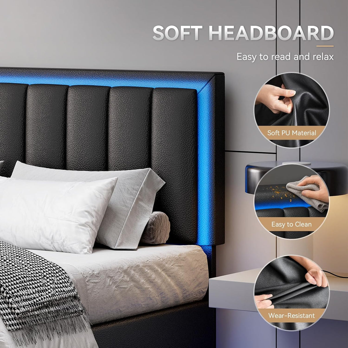 Floating LED Platform Bed