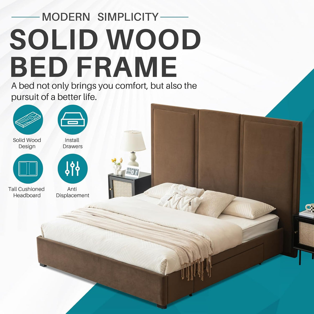 Modern Simplicity Linen Bed with Storage