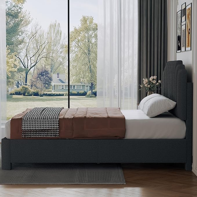 Cloud Bouclé Upholstered Platform Bed