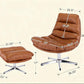 Mid-Century Modern Leather Recliner with Ottoman
