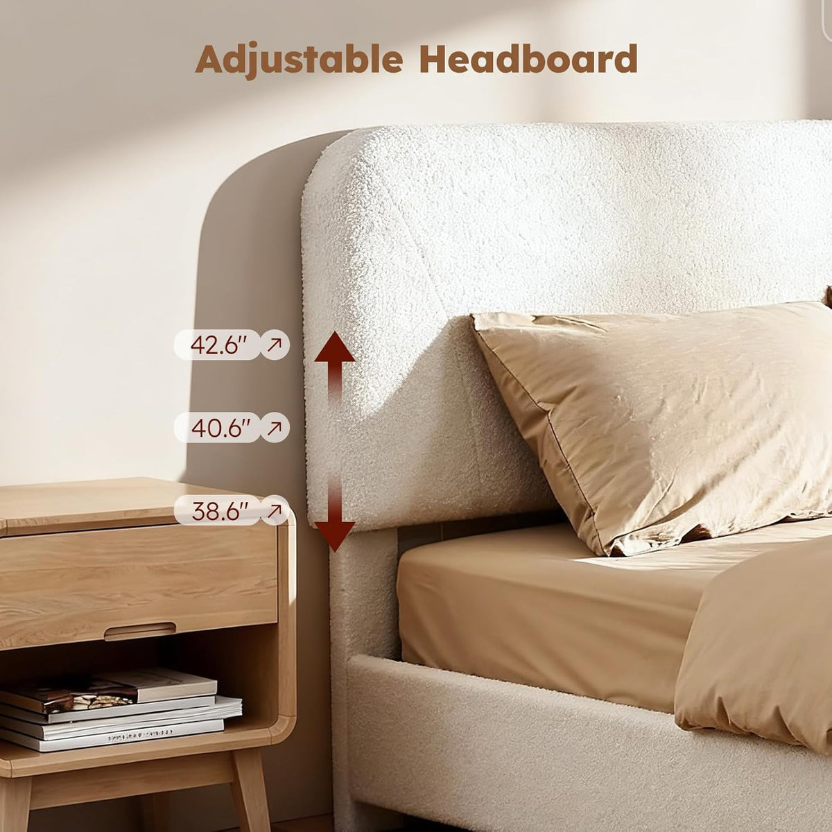 Luxe Bouclé Upholstered Bed