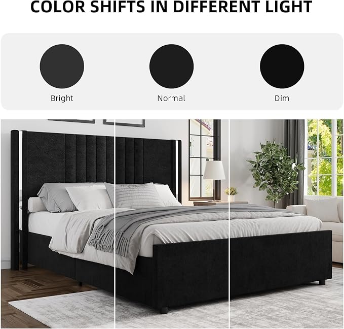 Modern Channel Tufted Velvet Bed