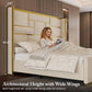 Modern Upholstered Bed with Gold Accents