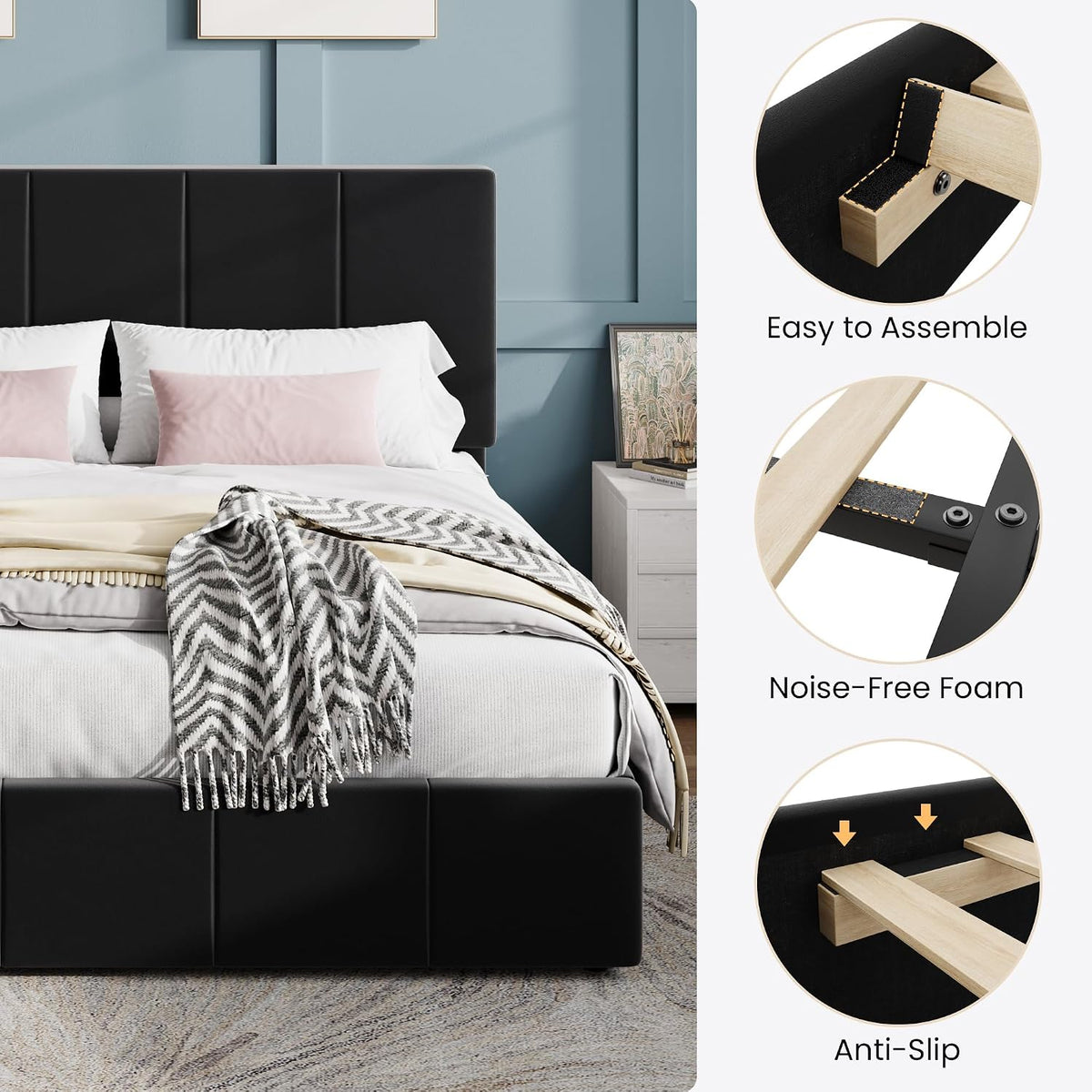 Modern Channel Velvet Bed